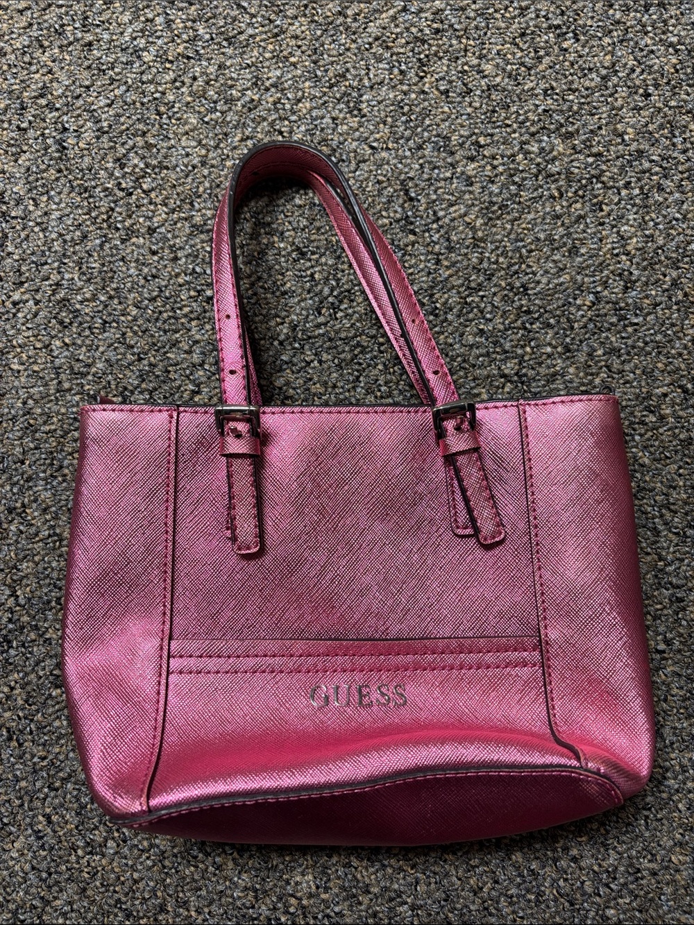 GUESS Metallic Magenta Tote Bag